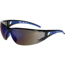 Schutzbrille EN 166 EN 172 Bügel schwarz/blau,Scheibe verspiegelt