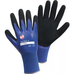 Handschuhe Nitril Aqua Gr.10 blau/schwarz Nyl.m.dop.Nitril EN 388 Kat.II.  . 