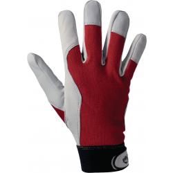 Handschuhe Griffy Gr.10 rot/naturfarben Ziegennappaleder/Interlock auf SB-Karte.  . 
