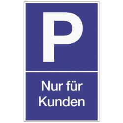 Parkplatzbeschilderung Parken f.Kunden L250xB400mm Ku.blau/weiß.  . 