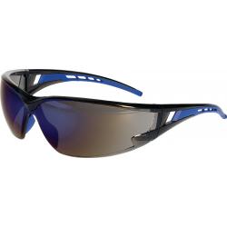 Schutzbrille EN 166 EN 172 Bügel schwarz/blau,Scheibe verspiegelt.  . 